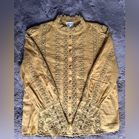 EUC - Sezane Rym blouse in Gold - size 4 or EU 36 - Picture 8 of 13